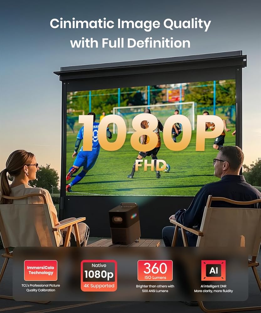 Projector with Official Netflix Licensed, 1080P Portable Outdoor Movie Projector
